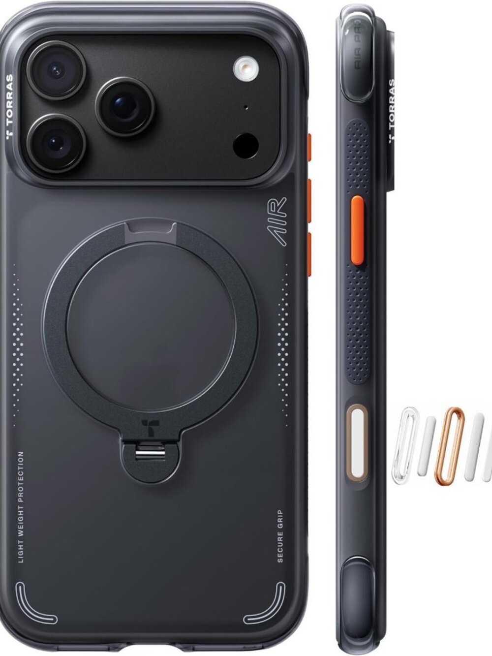 TORRAS Q3 Air for iPhone 18 Pro Max Case, 360 Magnetic Stand-Shadow Black
